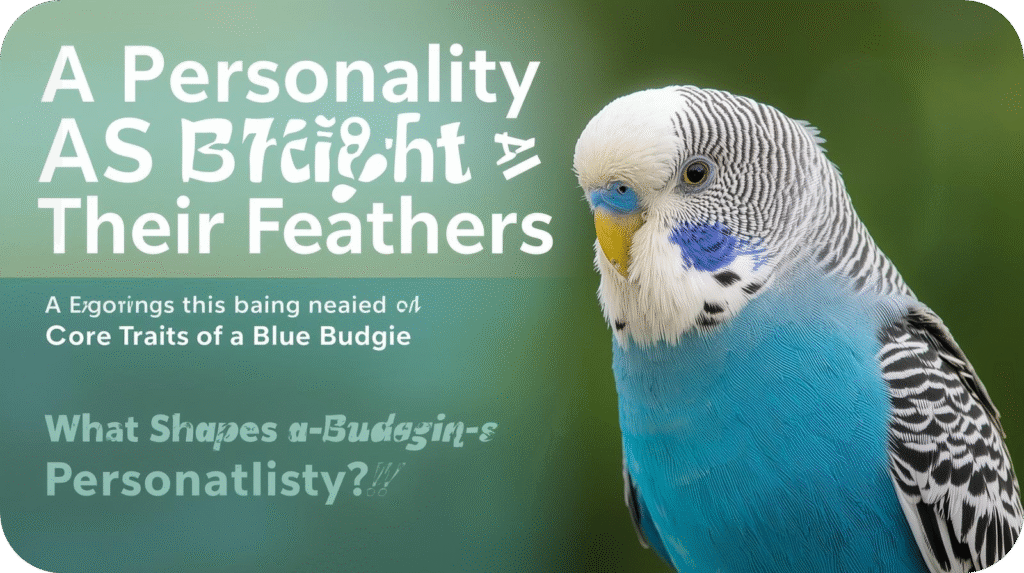 Cheerful Blue Budgie with vibrant feathers, reflecting its lively, intelligent, and friendly personality.