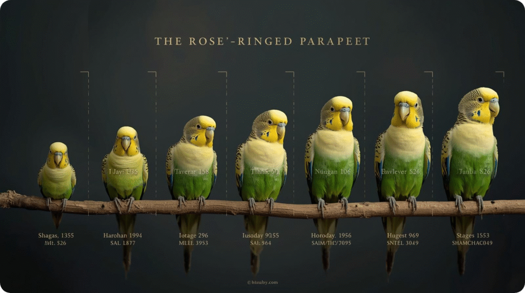 A vibrant rose-colored parakeet perched on a branch, showcasing its bright plumage and curious expression.