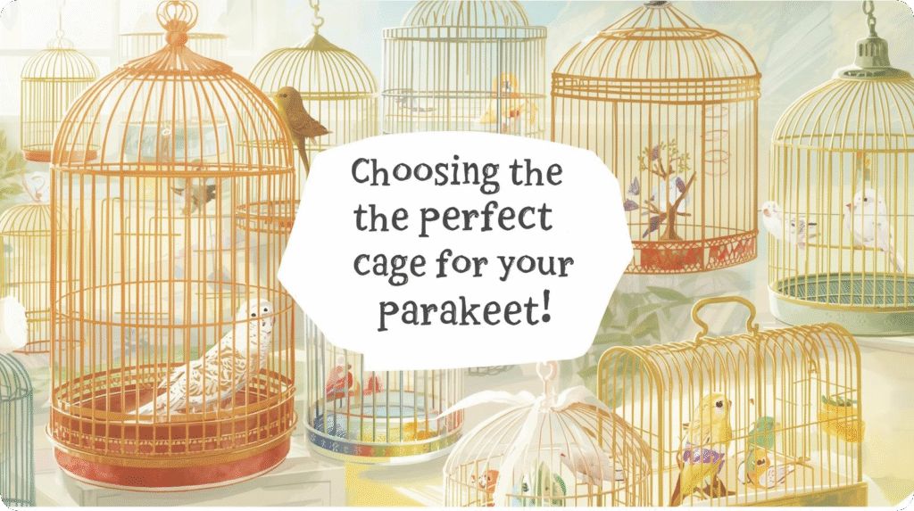  A person selecting a suitable cage for a parakeet, examining various options in a pet store aisle.