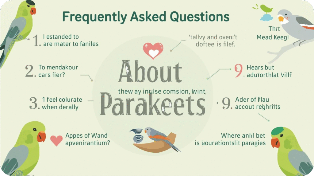 A curious parakeet tilting its head, illustrating how to care for a parakeet and addressing common questions in a FAQ guide.