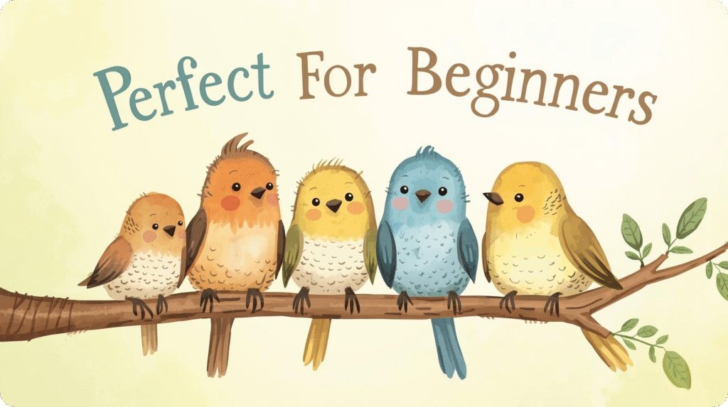 Illustration labeled "Perfect for Beginners," featuring simple designs and clear instructions for easy understanding.