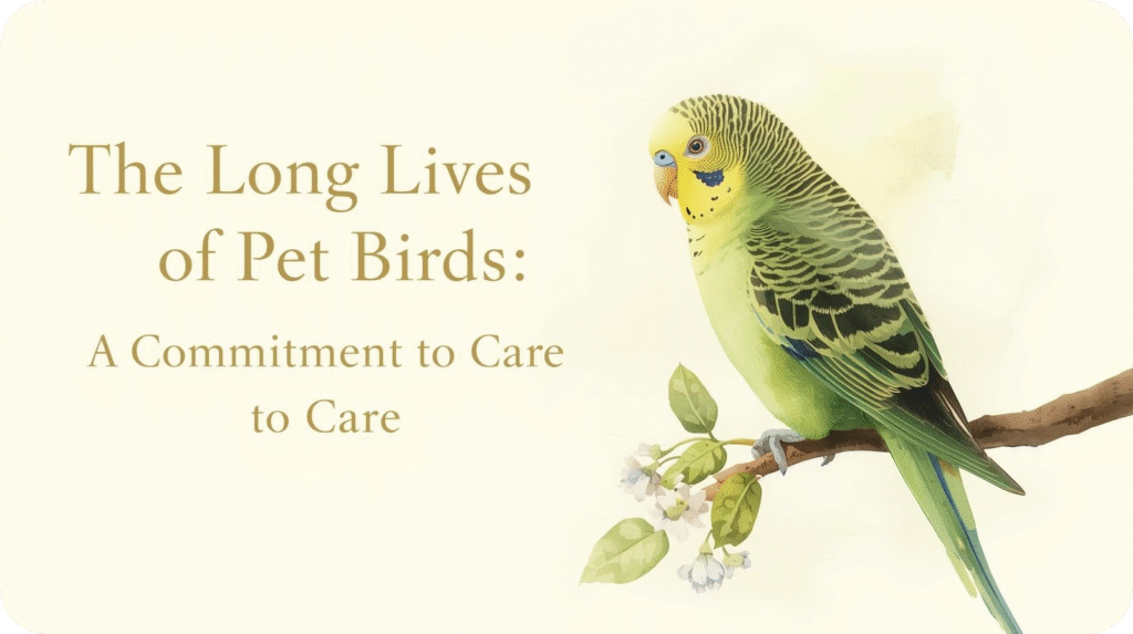Pet parrot sitting on its owner’s hand, symbolizing the long lifespan of companion birds and the care they require over time.