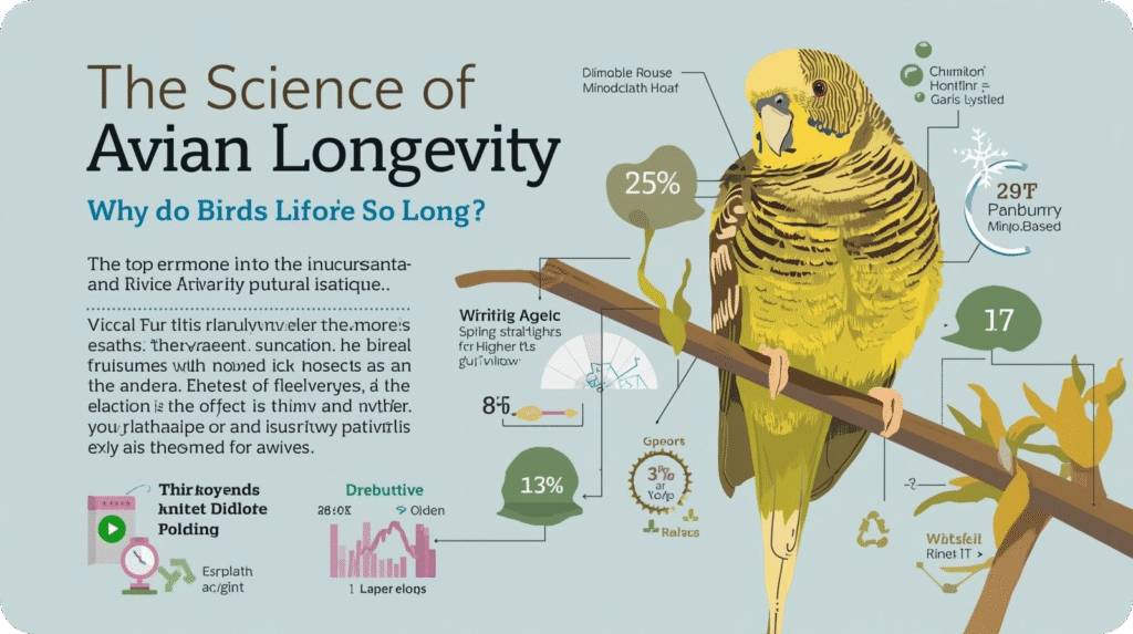 Colorful parrot perched on a branch, representing scientific research into why many bird species enjoy exceptionally long lifespans.