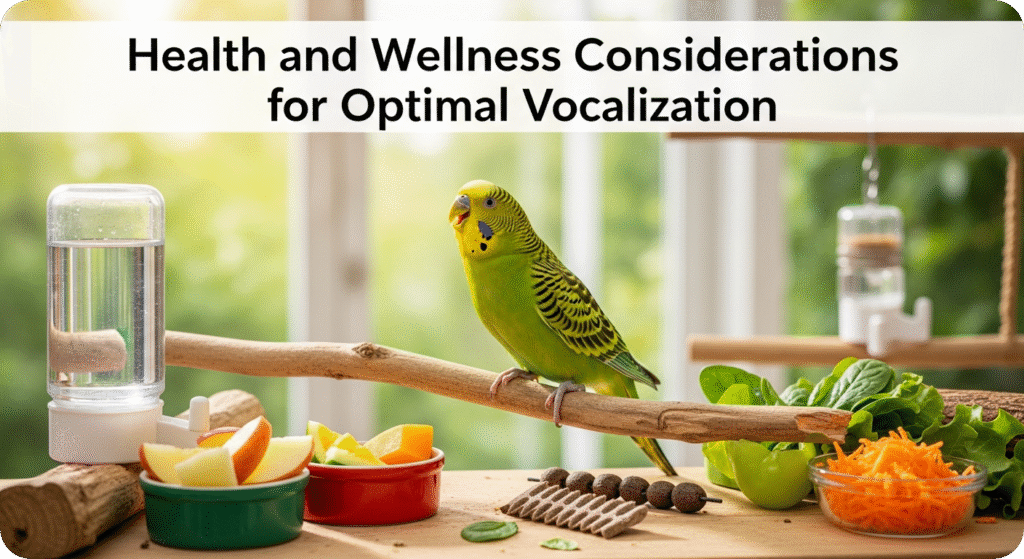 A healthy Quaker parrot being cared for, highlighting diet, exercise, and wellness for optimal vocalization.