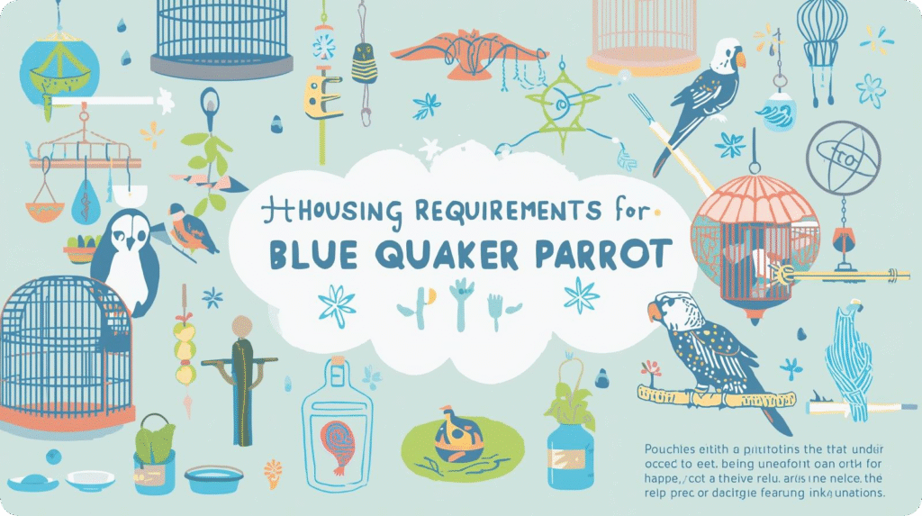 Book cover featuring a blue quaker parrot with colorful illustrations and playful design elements.