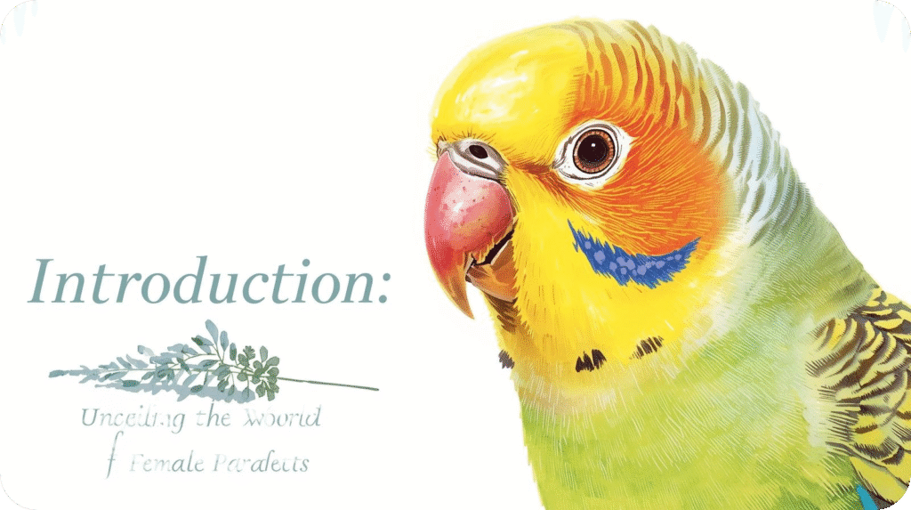 Close-up of male and female parakeet side by side for comparison