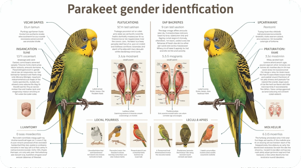 Male parakeet with vibrant blue cere perched on branch