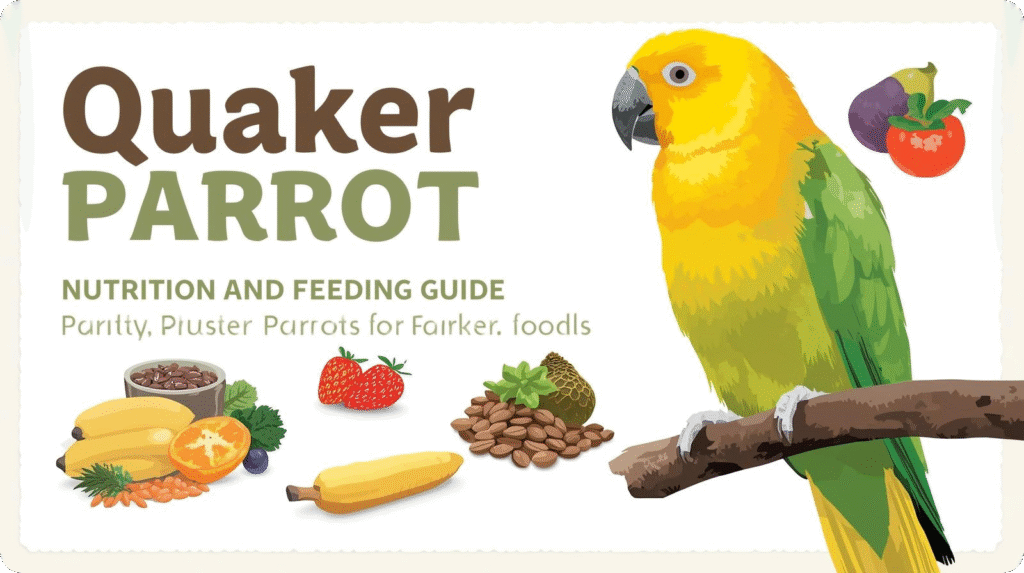 Quaker parrot nutrition and feeding guide, featuring recommended foods and dietary tips for optimal health.
