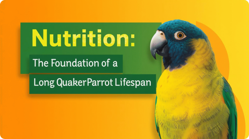 Quaker parrot perched on a branch, highlighting the importance of nutrition for a long Quaker Parrot Lifespan.