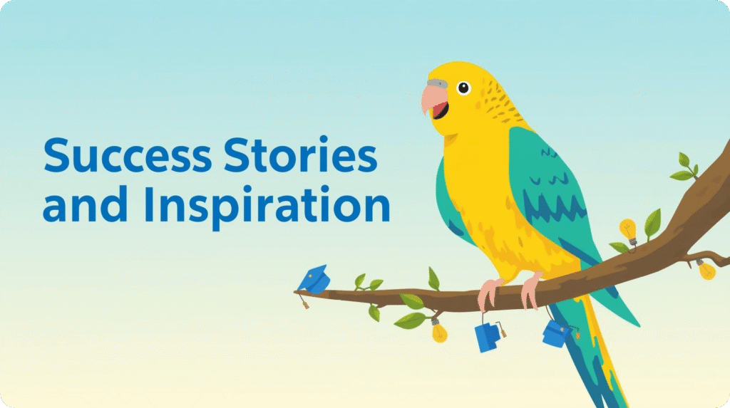 A collage of diverse individuals sharing their success stories and sources of inspiration, showcasing resilience and achievement.