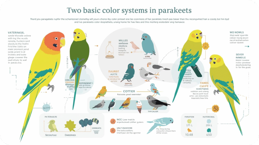 Vibrant female parakeet displaying a mix of green, yellow, and blue feathers