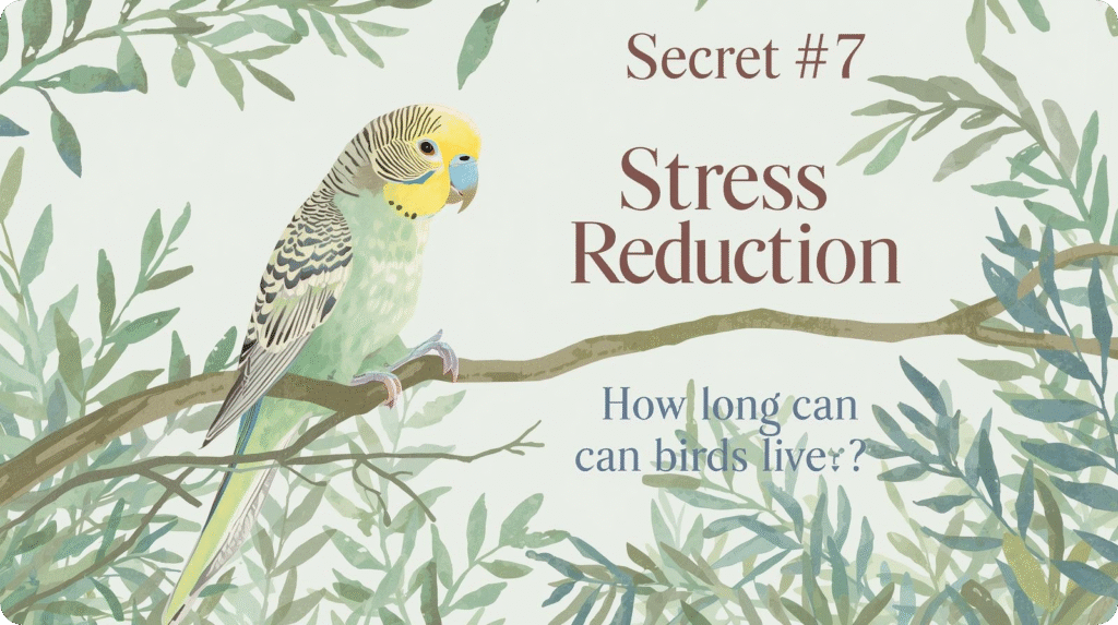 Infographic on stress reduction in birds, highlighting how long they can live under stress conditions.