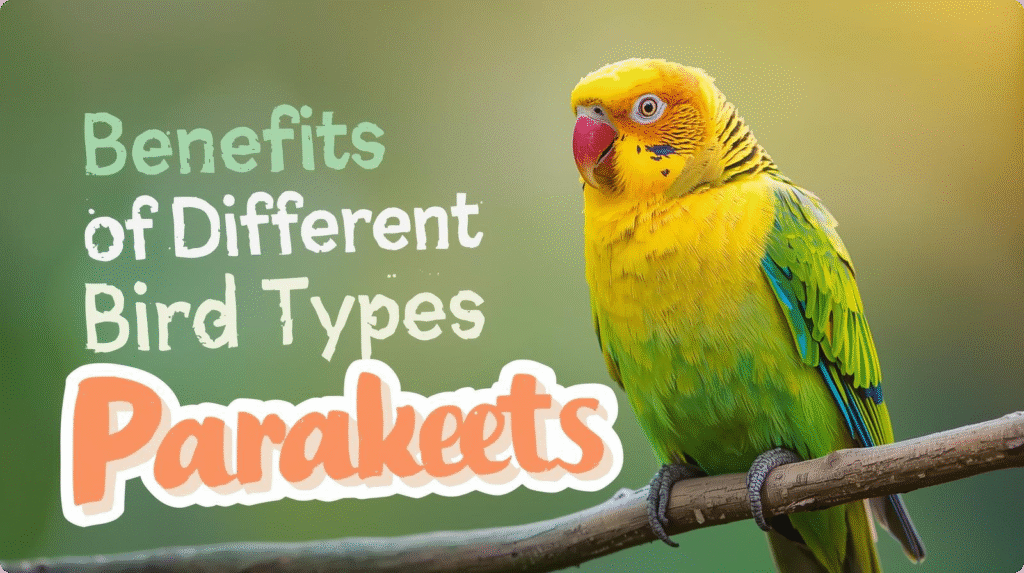  Infographic highlighting the benefits of various parakeet types, showcasing their unique traits and care requirements.