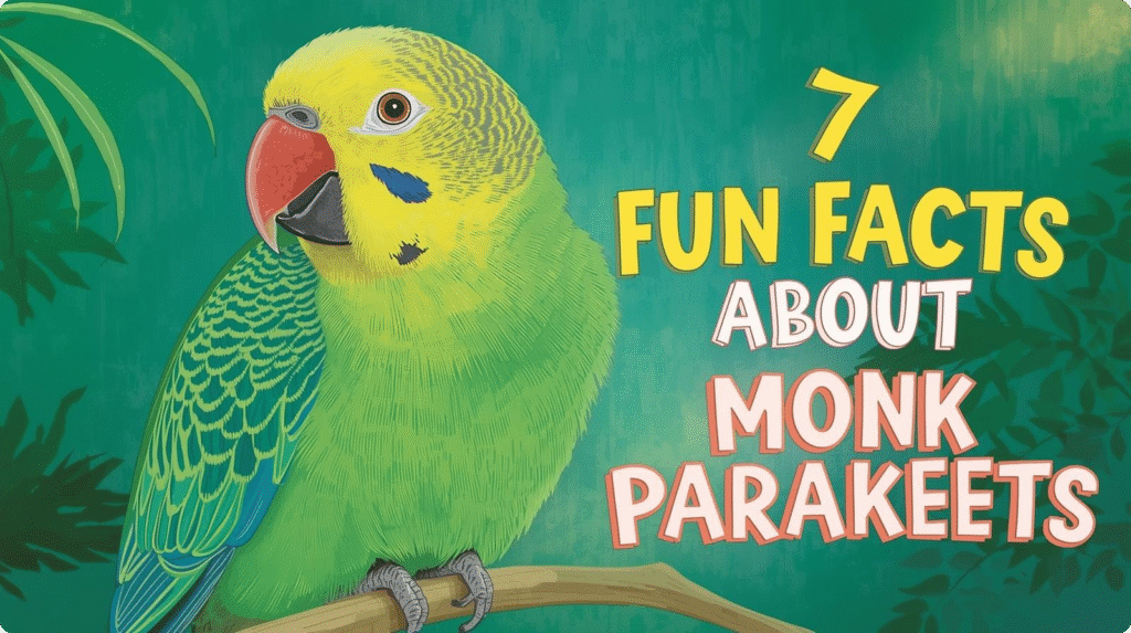 Fun facts about monk parakeets, highlighting their social behavior and unique nesting habits.