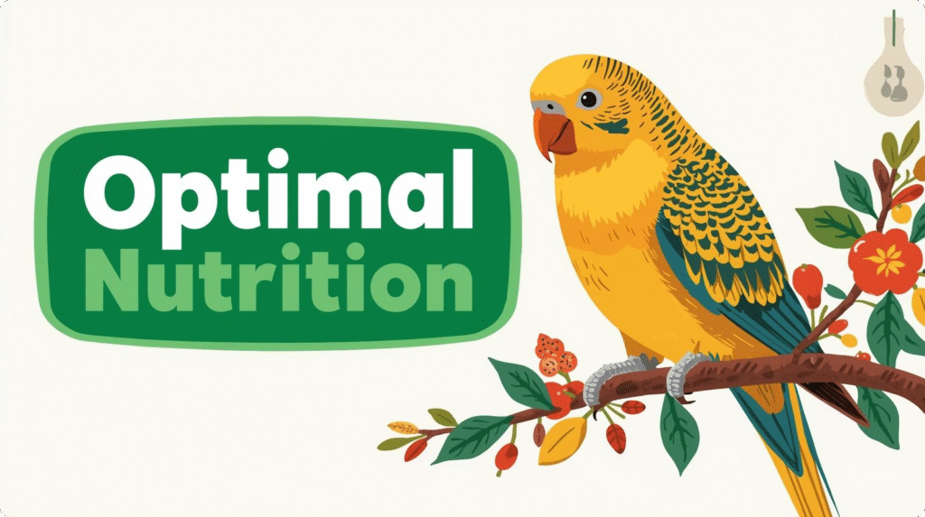 Colorful assortment of seeds and fruits showing a balanced diet that supports monk parakeet lifespan and overall bird health.