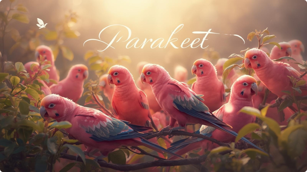 Two vibrant pink parakeets perched on a branch, showcasing their colorful feathers in a beautiful natural setting.